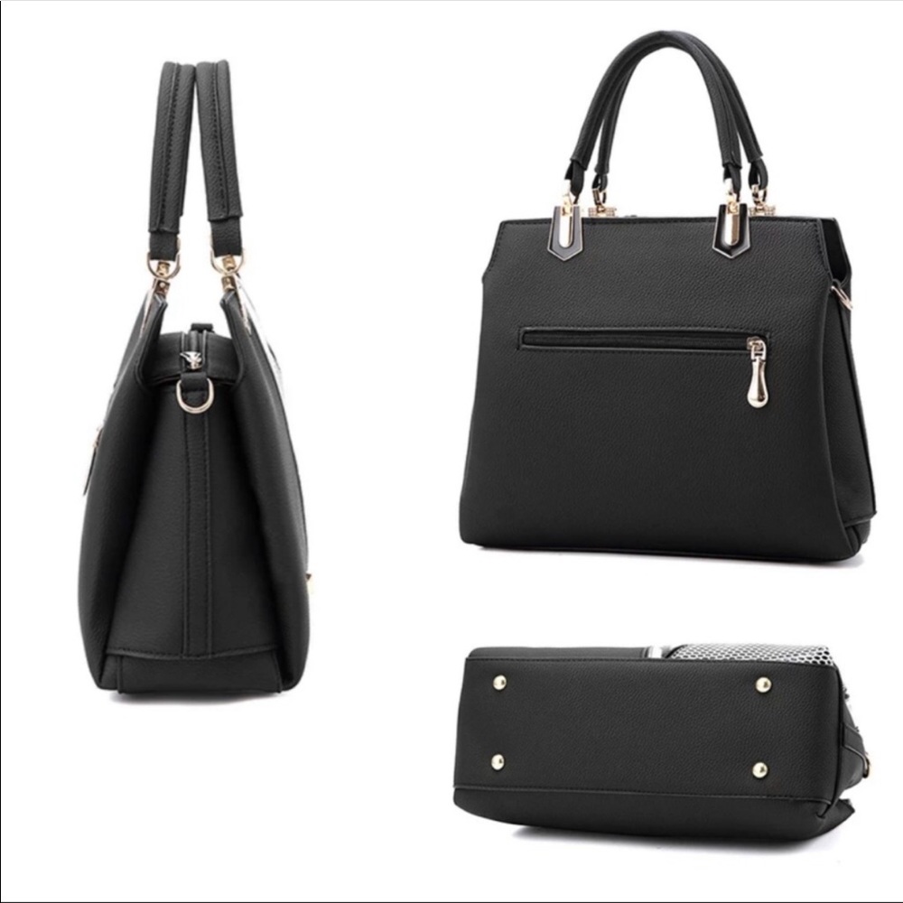 Pink, Black & White Striped Handbag - Picture 6 of 10